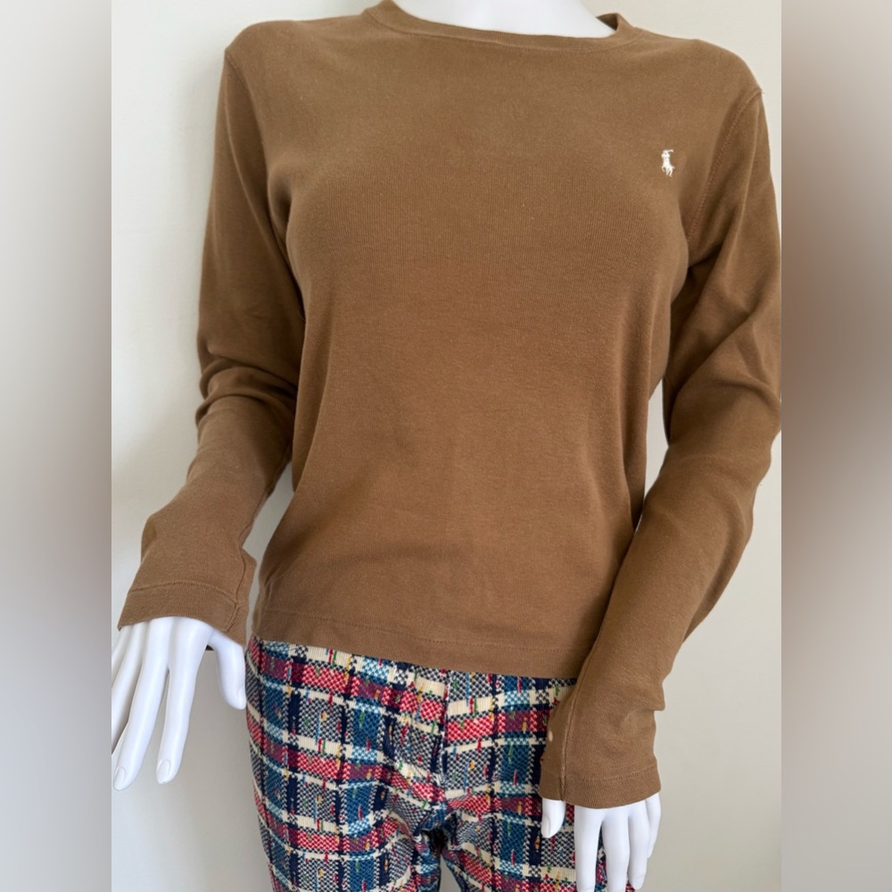Ralph Lauren Camel Long Sleeve Top. 100% cotton. S.